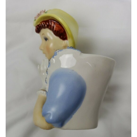 Lady Head Vase Red Hair Blue Eyes Reliable Glassware & Pottery Japan Ceramic 50s - Picture 7 of 11